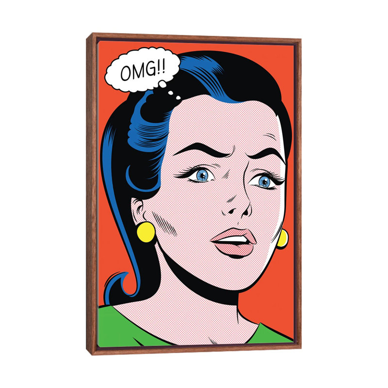 OMG! by Joseph McDermott - Print on Canvas, 66.04 cm H x 45.72 cm W, Classic Brown Wood Framed