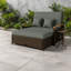 Canapé-lit de patio multifonctionnel, en acier durable et en osier, chaise longue d'extérieur moderne avec rangement