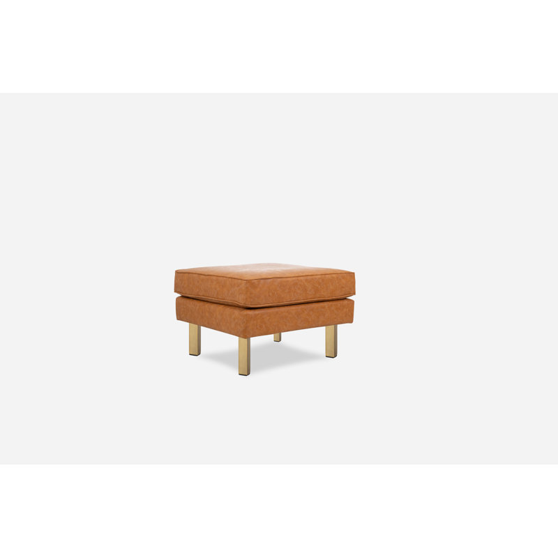 Albany Vegan Leather Gold Ottoman with Hardwood Frame