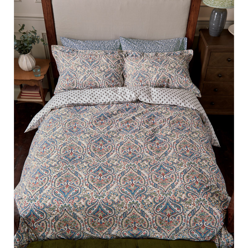 Paisley Cotton Duvet Cover Set, Double Duvet Cover + 2 Pillowcases