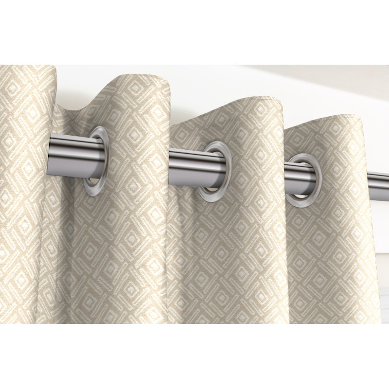Lampkins Outdoor Cotton Blackout Curtain Pair, 167 W x 137 D cm, Taupe/Grey