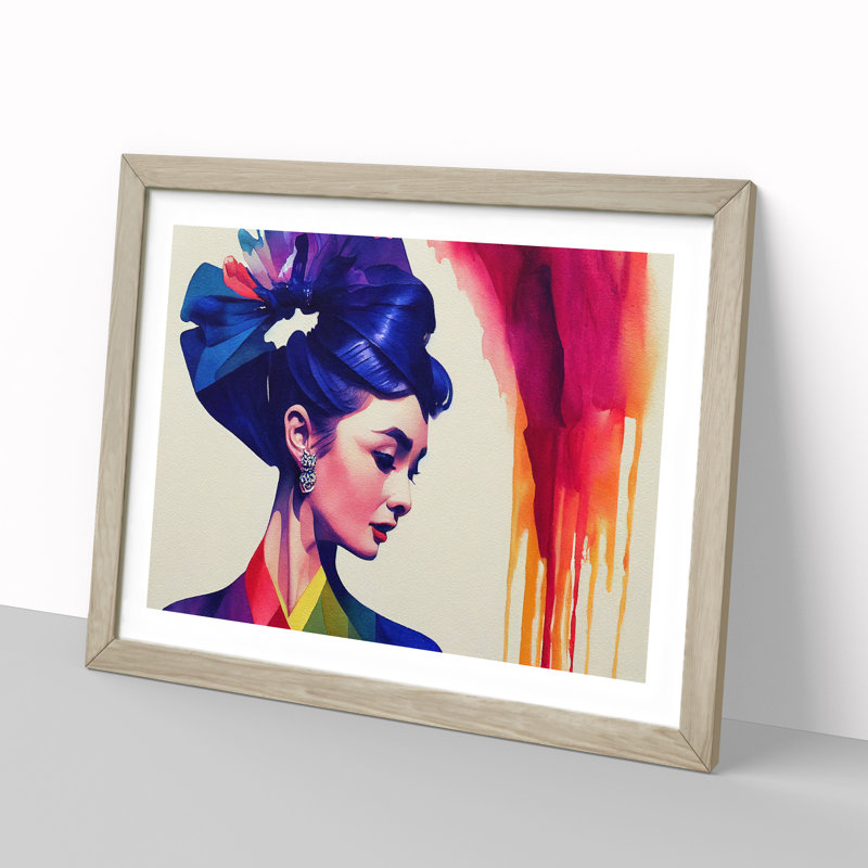 Colourful Woman Vol.1 - Single Picture Frame Print, 34cm H x 46cm W x 2cm D, Oak Framed