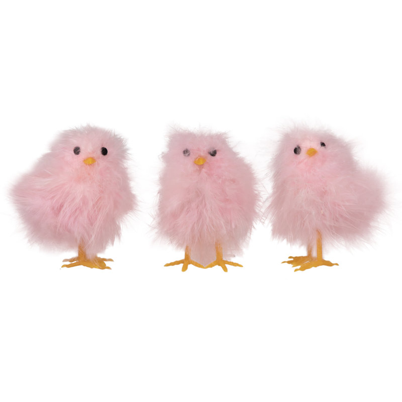 Figurines de Pâques Furry Chicks - 3,25 po - ensemble de 3, Rose