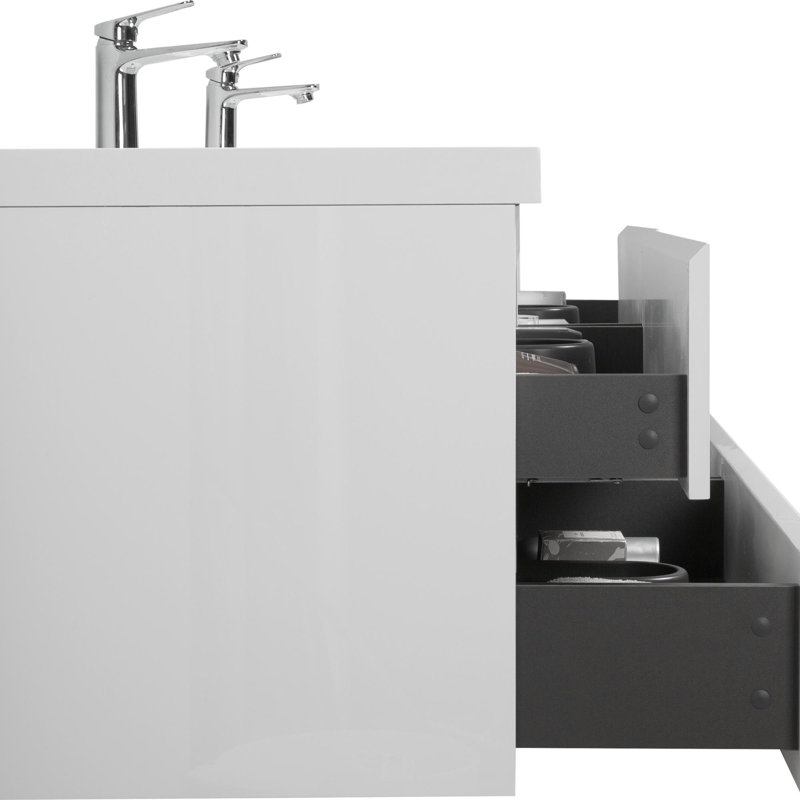 Meuble-lavabo de salle de bain avec 4 tiroirs à fermeture en douceur