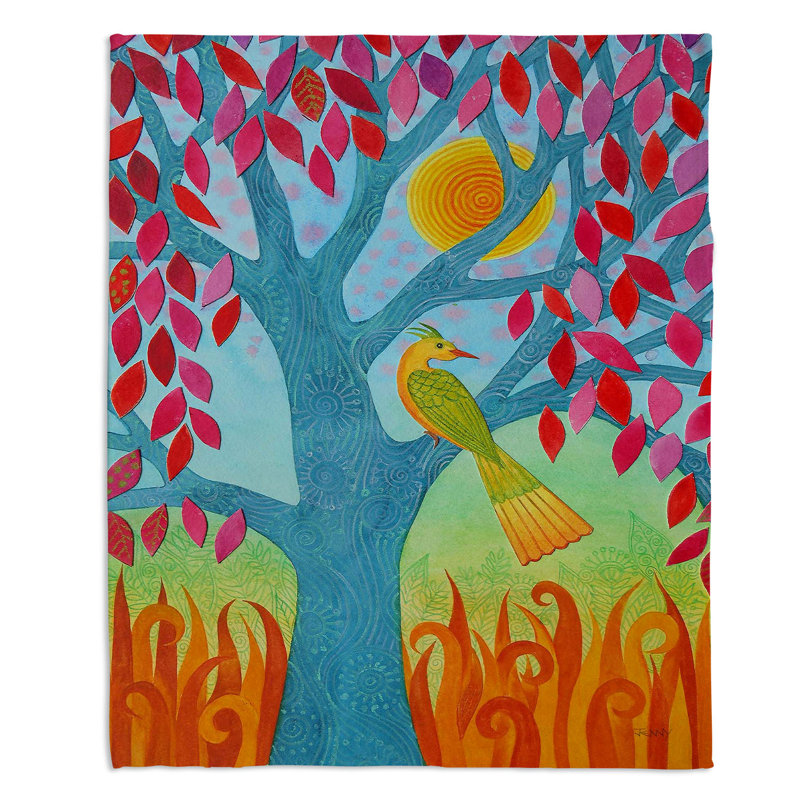 Couverture de sherpa à arbre à feuille rouge, l 51 po x L 60 po