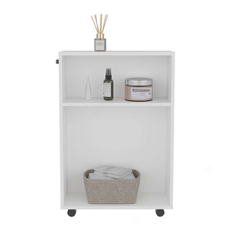 Storage Cart 32.2" H, 2 Shelves, 4 Wheels, White - Bathroom