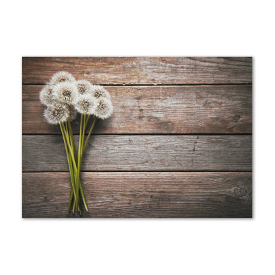 Dandelions Wood - Wrapped Canvas Print
