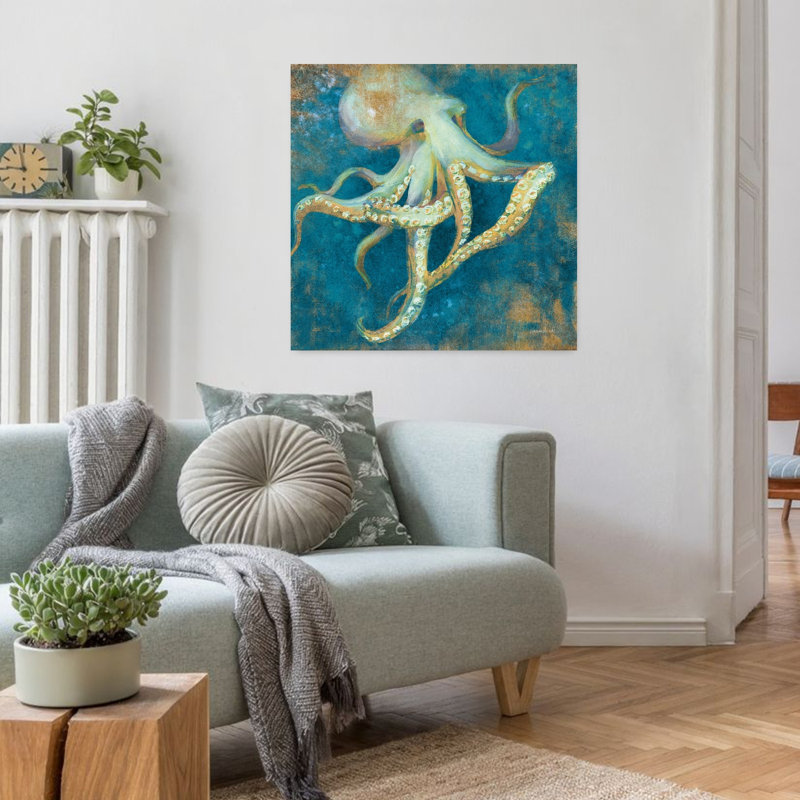 Océan, pieuvre contemporaine, H 32 po x l 32 po