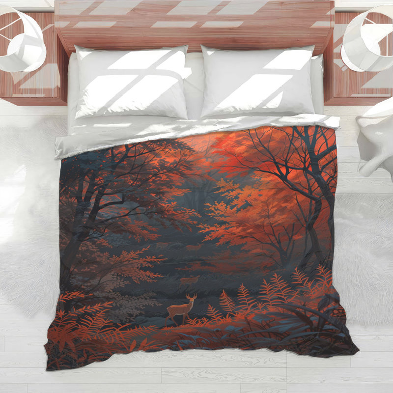 Autumn Forest Deer Comforter, Queen