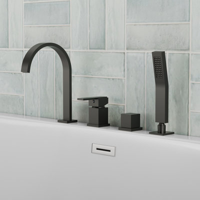 Deck Mounted Roman Tub Filler With Diverter & Hand Shower
