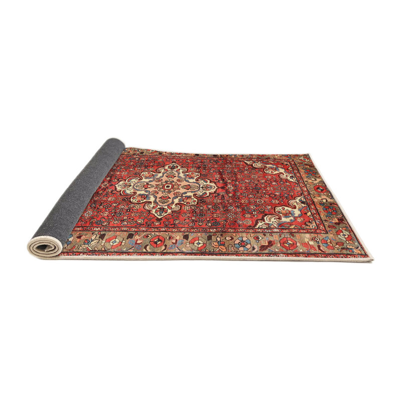 Tapis traditionnel rouge / beige Peddireddy, Rond 7 pi