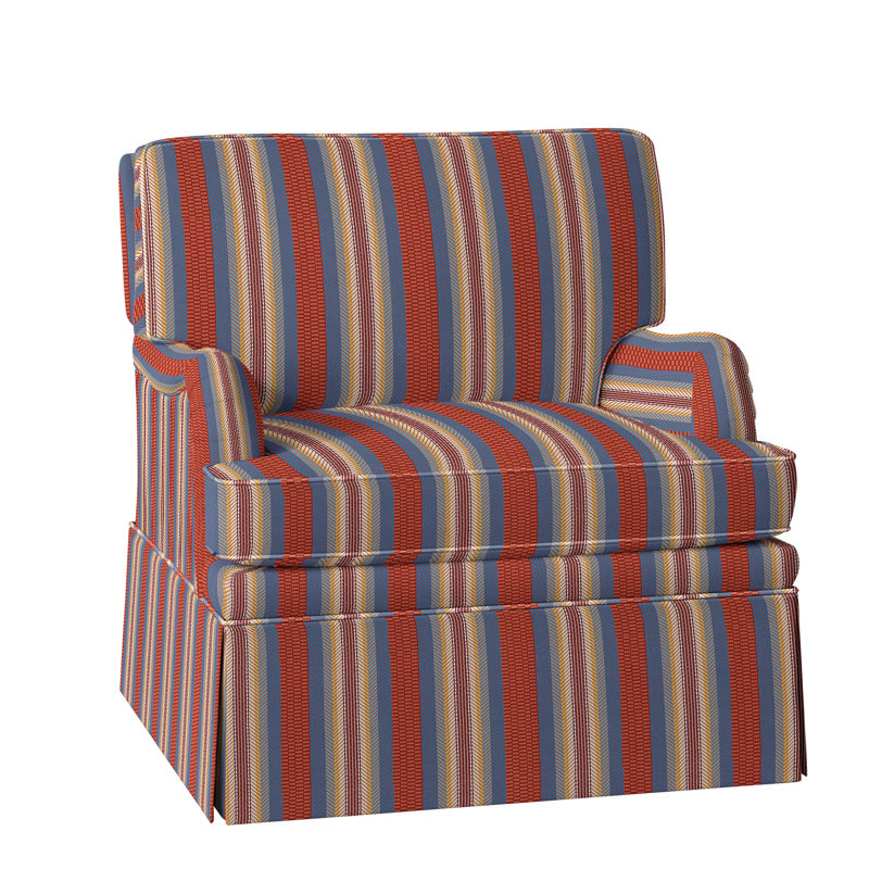 London Slipcovered Armchair, Amboise Stripe Red/Blue