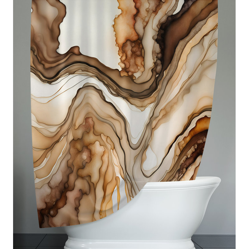 Rideau de douche abstrait Yapori, 83 po x 70 po