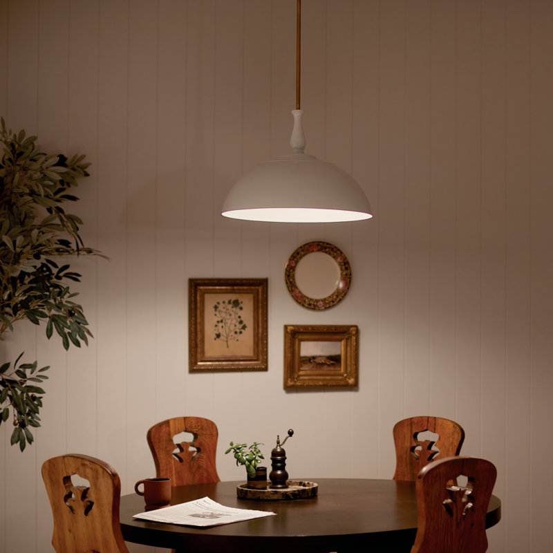 1 - Light Single Pendant, White, 16.25" H x 18" W x 18" D