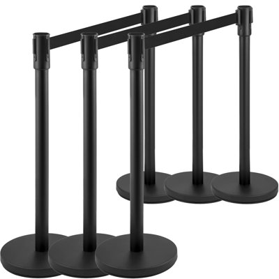 Crowd Control Metal Stanchion Posts with 6.6 ft / 2 m Retractable Belts and Weighted Metal Base, Commercial Line Dividers for Stores, Airports and Event Entry Management