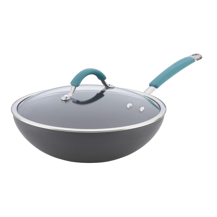 Rachael Ray Create Delicious 11pc Hard Anodized Nonstick Cookware Set Light  Blue Handles