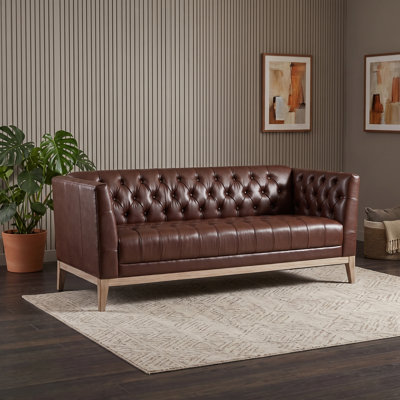 Canapé Chesterfield 3 places en similicuir avec capitonnage à boutons profonds et assise en mousse S-Spring