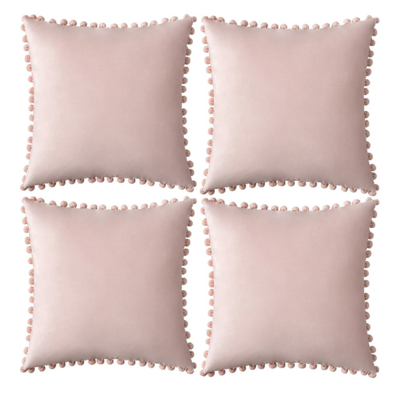 Housse de coussin en velours, Rose, 18 po x 18 po, Housse de coussin seulement - sans coussin