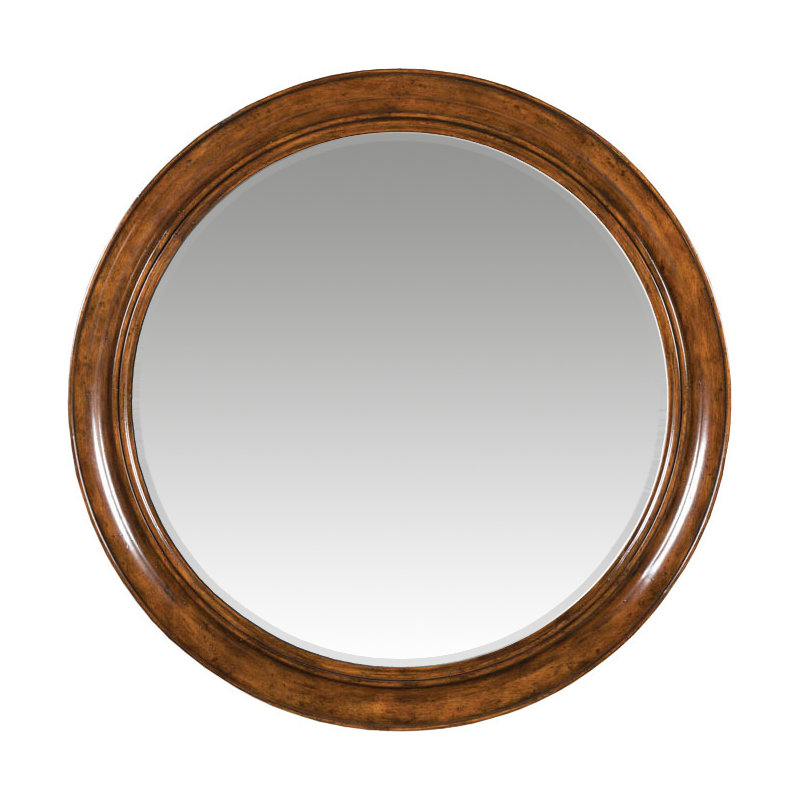Redonde Wood Flat Wall Mirror, Bordeaux