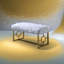 White Faux Fur & Gold Finish Bench