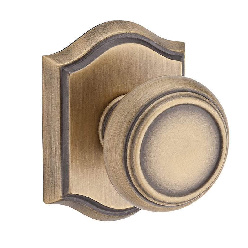 Traditional Keyed Door Knob with Traditional Arch Rose, Polished Brass, Keyed Alike, Yes