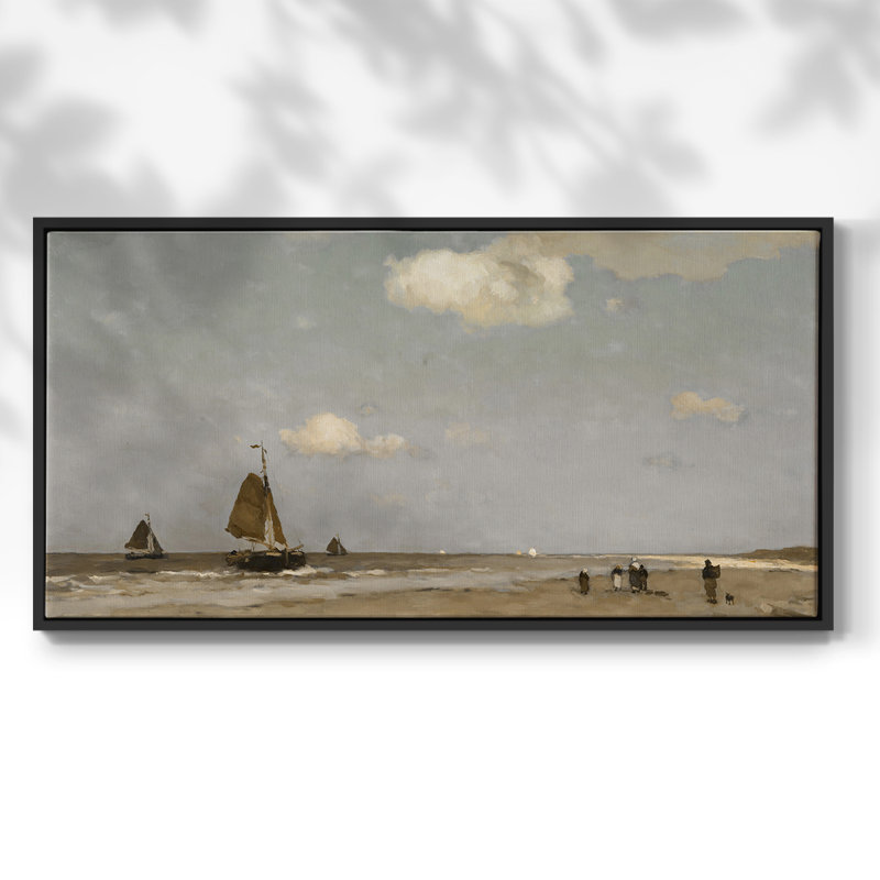Nautical Series-CECXVI- Toile tendue avec châssis tendue, prête à être accrochée, H 25 po x l 49 po, Noir