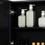 Black Bathroom Mirror Cabinet With Double Doors And Shelves, For Long-Term Use Modern Space Saving