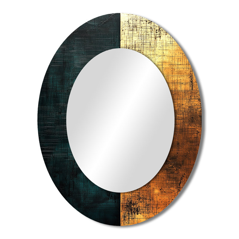 Geometric Art Decor Essential Forms VIII - Gold Modern Oval Wall Mirror, 43" x 33"