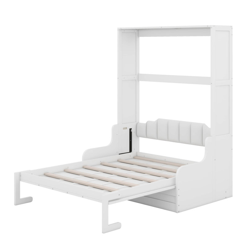 Grand lit escamotable mural avec coussin, Blanc