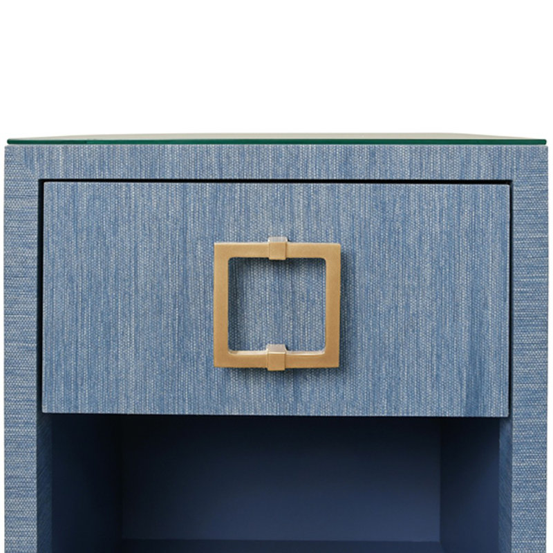 Blair Glass End Table, Blue