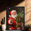 Art mural rétro noir de Noël avec père Noël - décorations festives classiques encadrées-1221028871