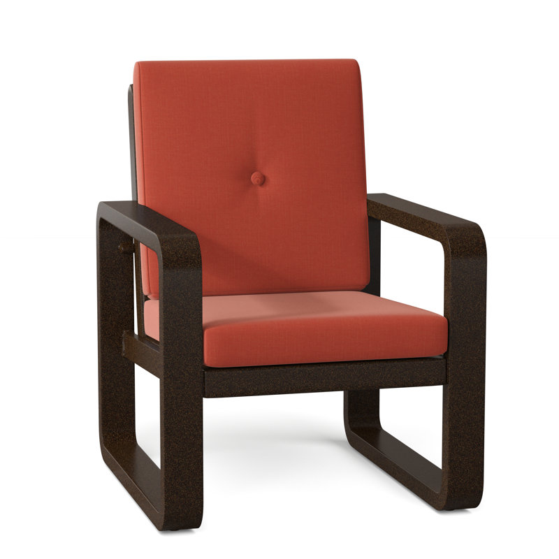 Vale Outdoor Dining Armchair, Chestnut Brown, Canvas Bird's Eye Sunbrella® Canvas