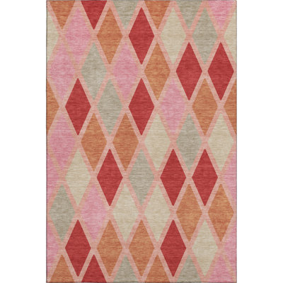Premium Machine Washable Prisco Pink Rug