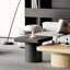Table de bout moderne en placage de bois massif de 23,6 po avec plateau et base cylindrique