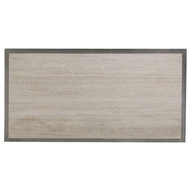 Everest Contemporary Beige & Silver Metal Rectangular Coffee Table