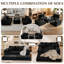 Canapé modulaire 80 po Cloud, canapé-lit en velours côtelé avec siège profond, méridienne réversible, porte-gobelets et poches latérales, sans canapé d'assemblage, noir-636357736-636357742