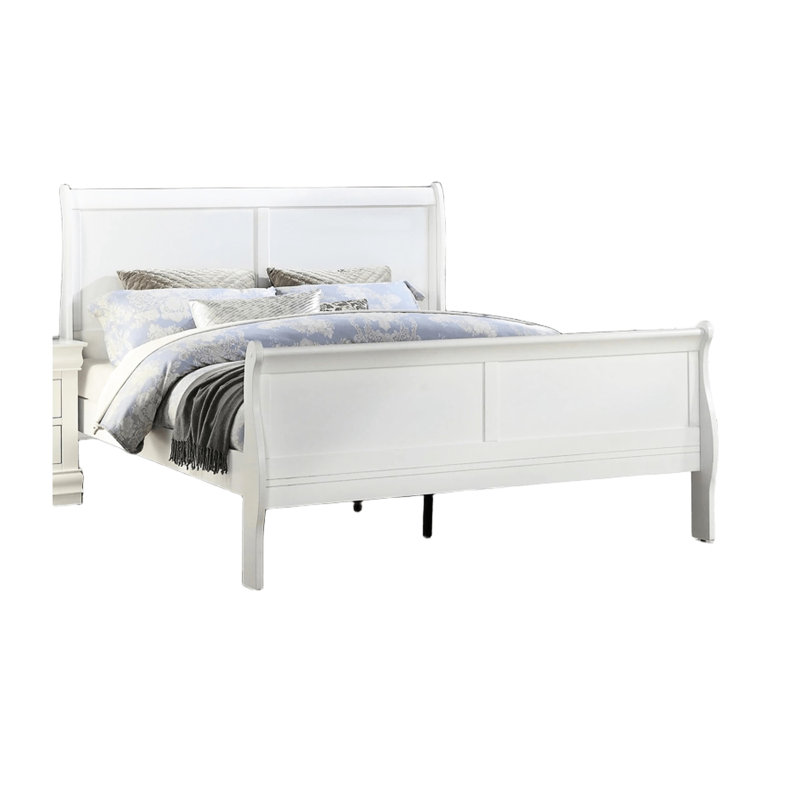 Lit simple simple blanc, style, moderne contemporain, bois massif, anglais, preuve, structure de lit 47H, Twin, White