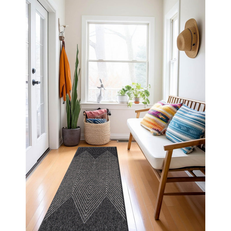 Tapis gris anthracite Raven, Tapis de couloir 2 pi x 6 pi