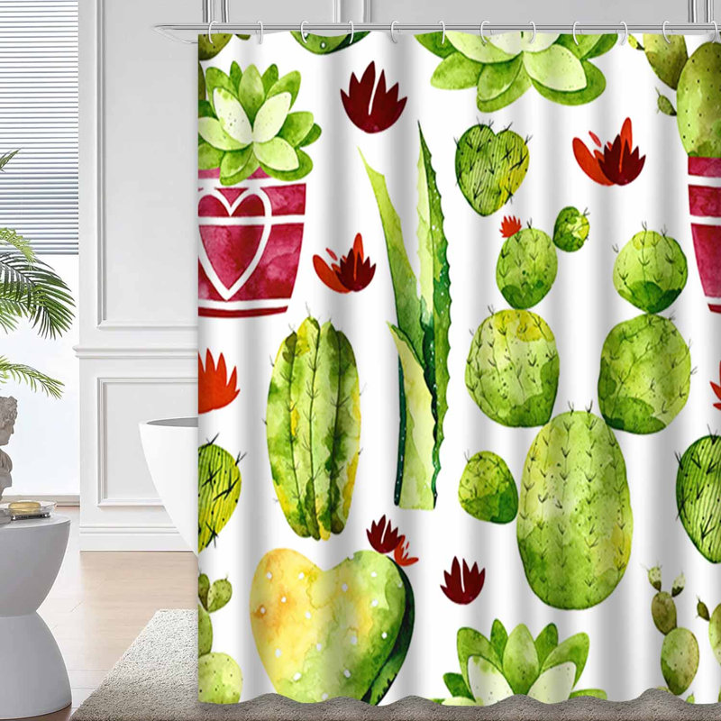 Rideau de douche vert imperméable, rideaux de douche pour la salle de bain avec 12 crochets, 72" L x 72" W