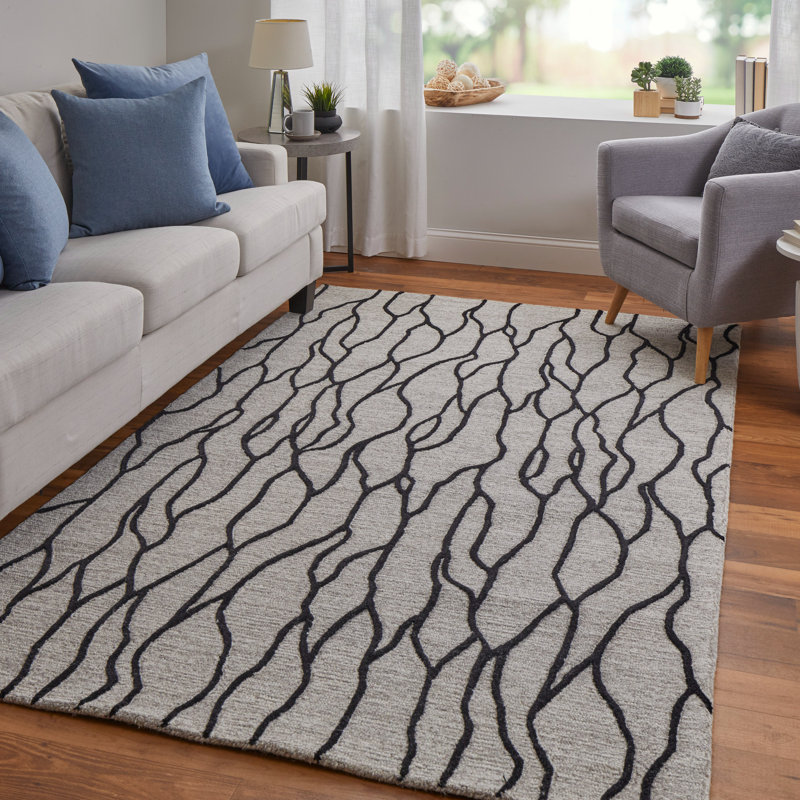 Hand Tufted Wool Abstract Indoor Rug, Rectangle 5' x 8'