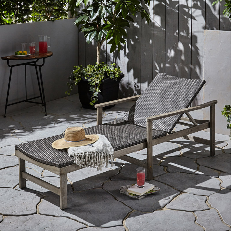 Chaise longue en bois relaxante avec sièges réglables - gris