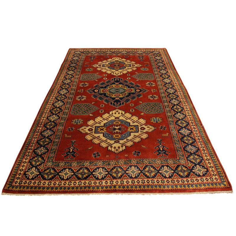 Tapis géométrique en laine noué à la main 4 pi 6 po x 6 pi 1 po Aala