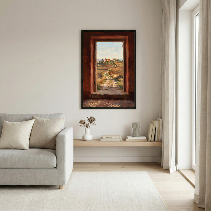 Art mural sur toile noir encadré pour le salon, la chambre à coucher, le bureau ou le vestibule - décoration murale décorative avec vue sur le paysage