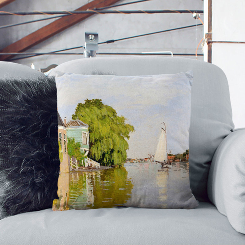 Houses On The Achterzaan Square Throw Cushion, 55cm H x 55cm W x 20cm D, White