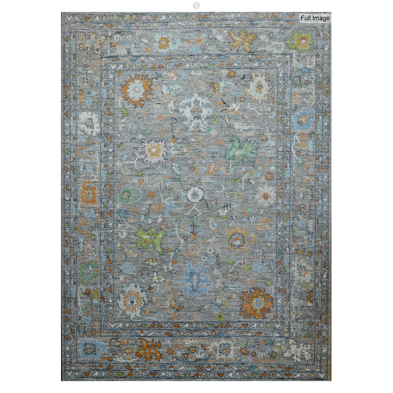 Tapis gris / bleu One-of-a-Kind 12 pi 2 po x 15 pi New Age