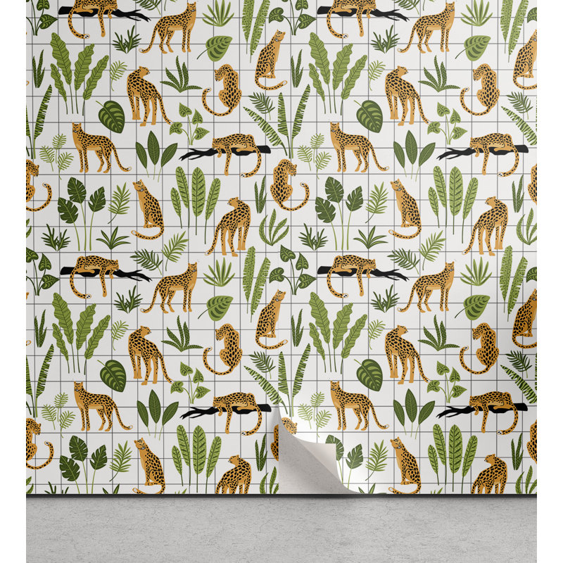 Panneau de papier peint auto-adhésif Wilderness Leopards, L 13 po x L 100 po