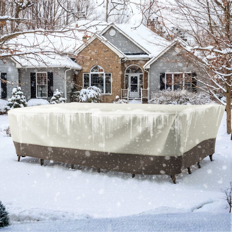 Durable 600D Oxford Fabric Outdoor Furniture Cover With Handles And Storage Bag, 28.15" H x 125.98" W x 62.99" D, Beige