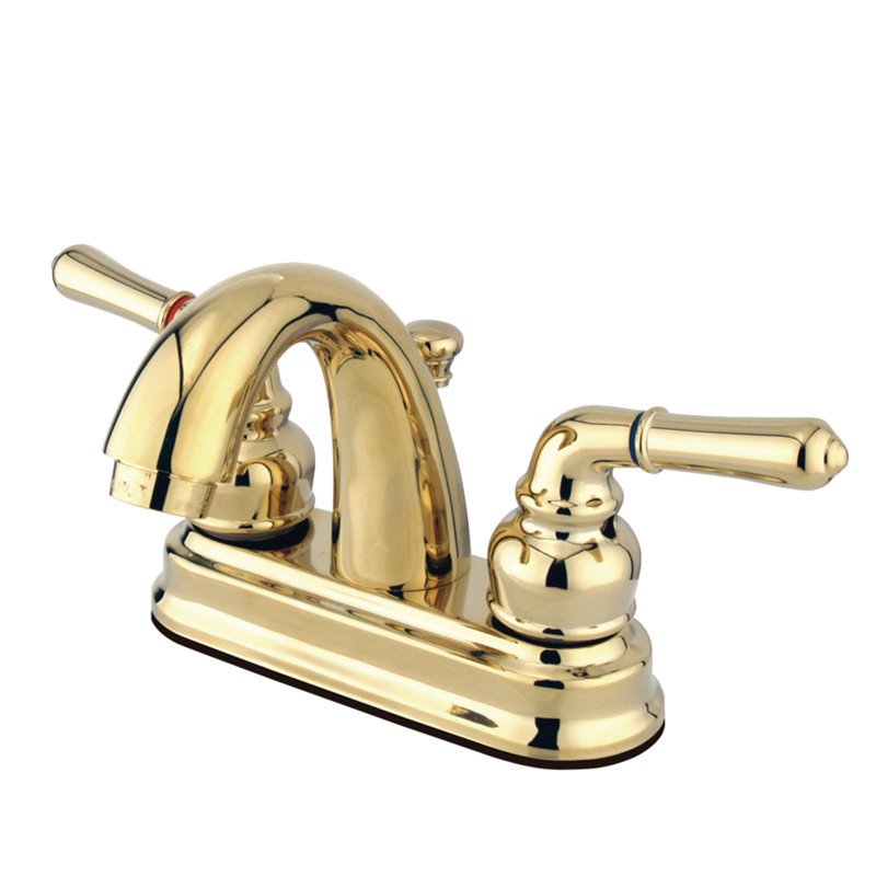 Centerset Bathroom Faucet with Drain Assembly, Polished Brass