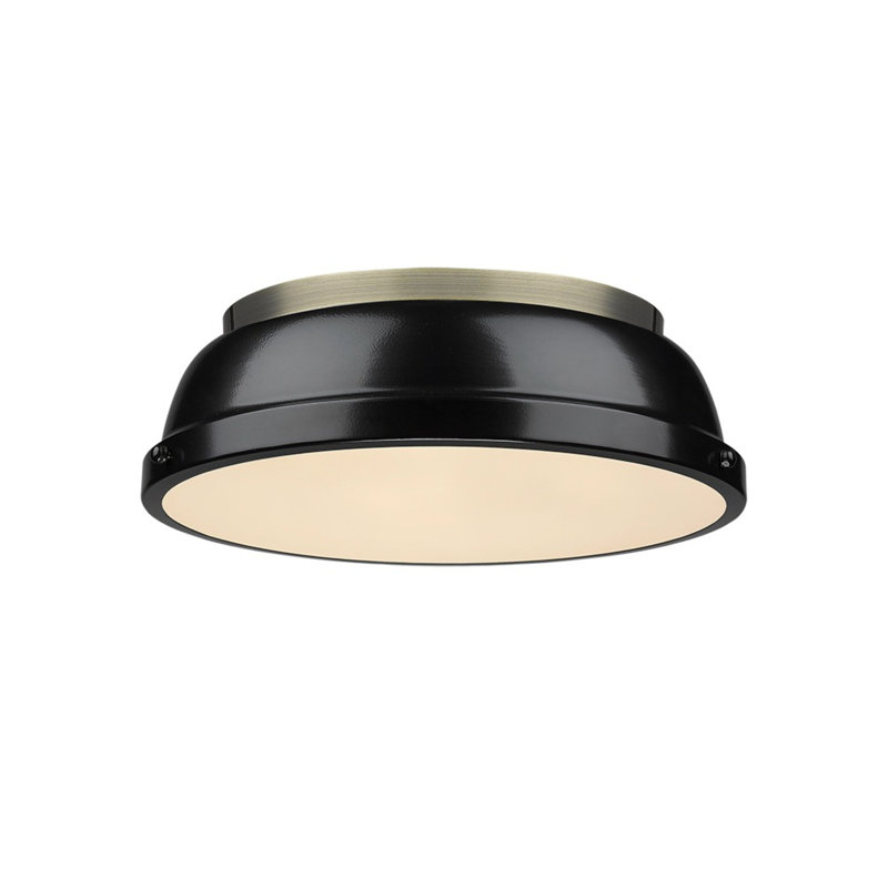Plafonnier encastré 2 lumières Calico, Laiton vieilli, Noir