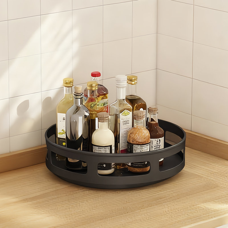 Support à épices polyvalent rotatif en métal, pivotant à 360 ° et peu encombrant, parfait pour la cuisine, la salle de bain et l'organisation de comptoir (1 niveau)